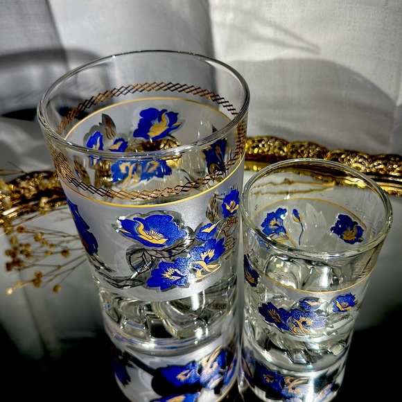 Vintage Devalbor Cerve Italy Frosted Glass Ice Bucket & Drink Glass Set of 2 - Picture 3 of 12